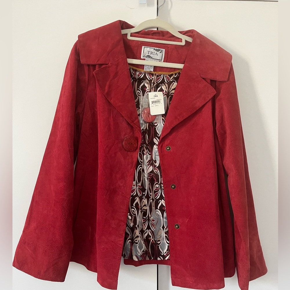 Red Suede 100% Leather Vintage Jacket